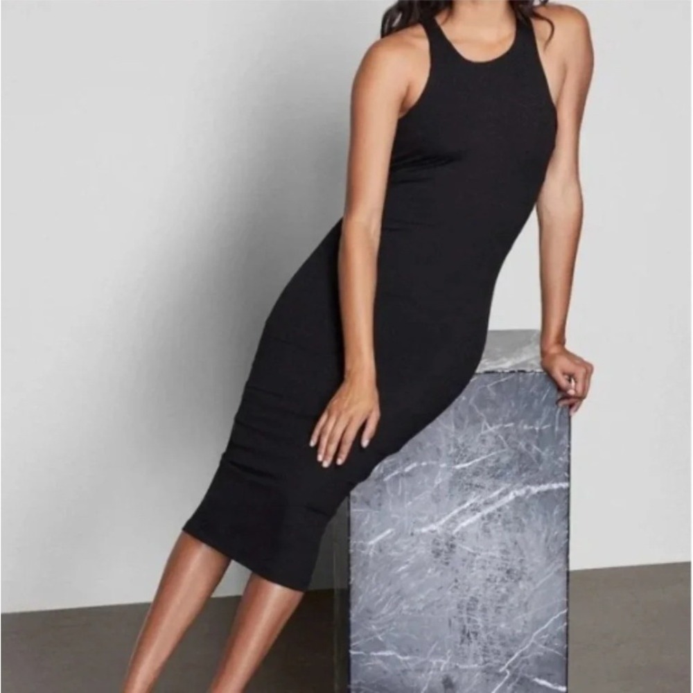 Good American The Ribbed Sleeveless Bodycon Knit Tank Midi Dress Racerback 2